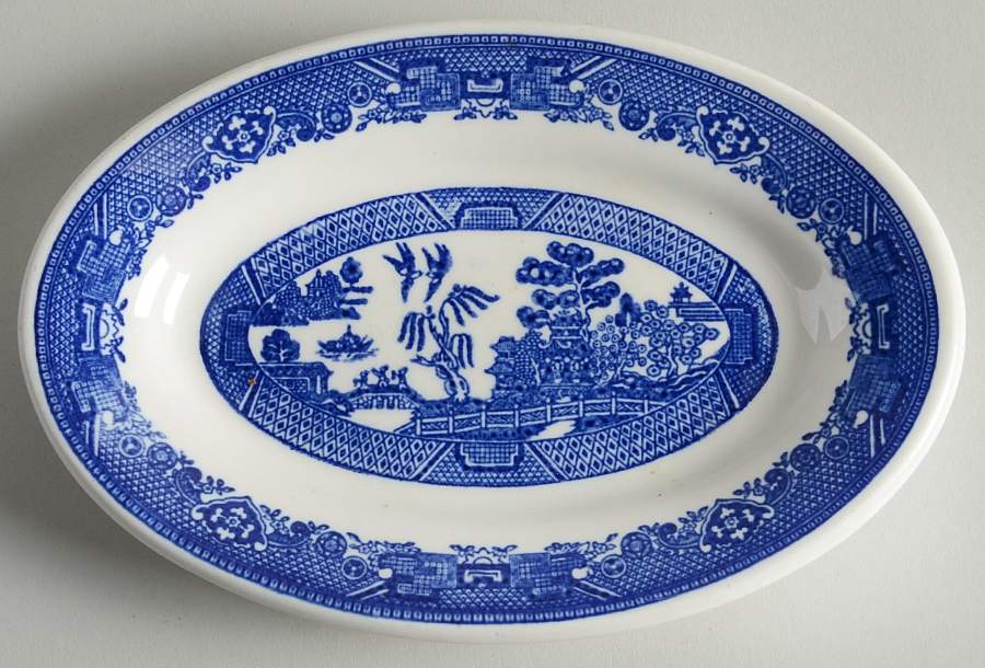 Blue Willow (Restaurant Ware) Relish by Buffalo Pottery-1