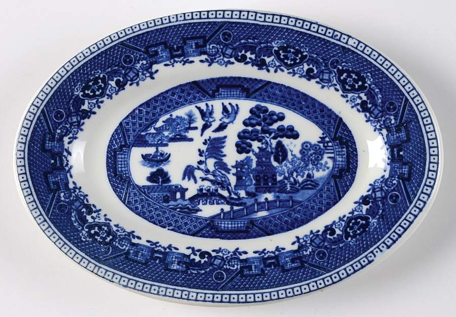 Blue Willow (Restaurant Ware) Relish by Buffalo Pottery-1