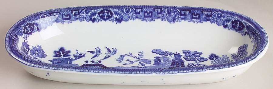 Blue Willow (Restaurant Ware) Celery by Buffalo Pottery-1