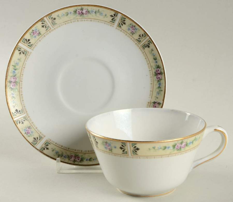 BUF11 Footed Cup & Saucer Set by Buffalo Pottery-1