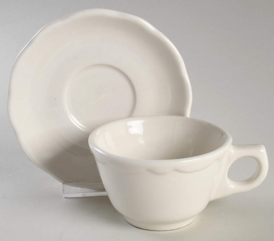 BUF19 Flat Cup & Saucer Set by Buffalo Pottery-1