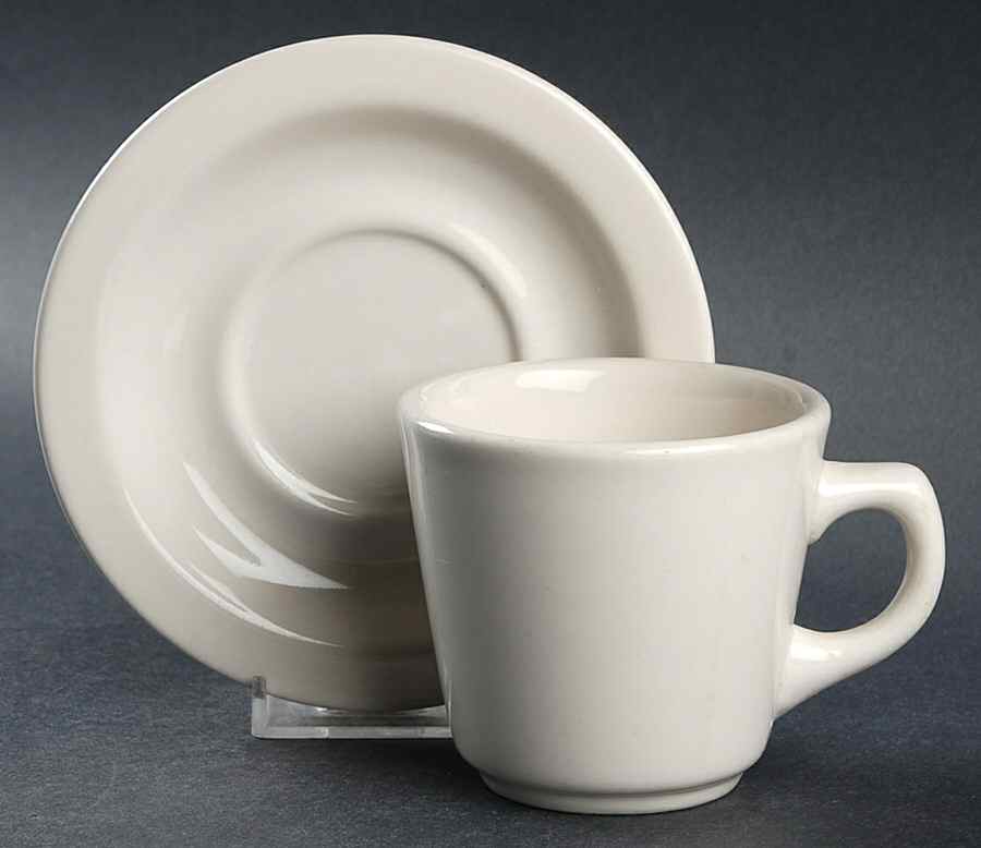 BUF28 Flat Cup & Saucer Set by Buffalo Pottery-1
