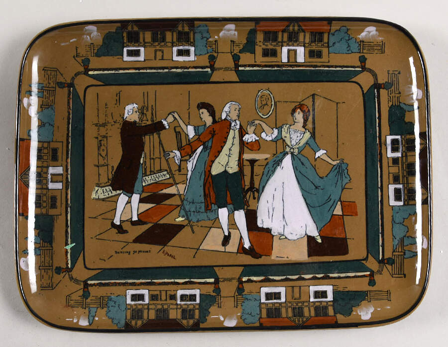 Ye Olden Days 12" Oval Serving Platter by Buffalo Pottery-1