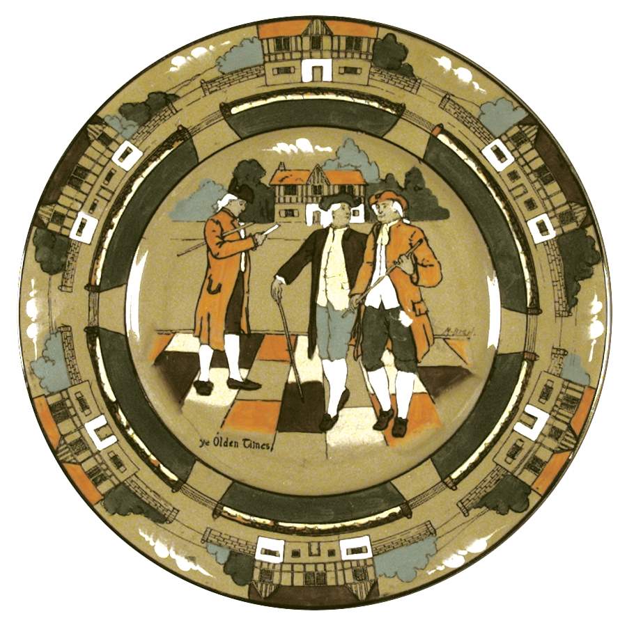Ye Olden Days Luncheon Plate by Buffalo Pottery-1