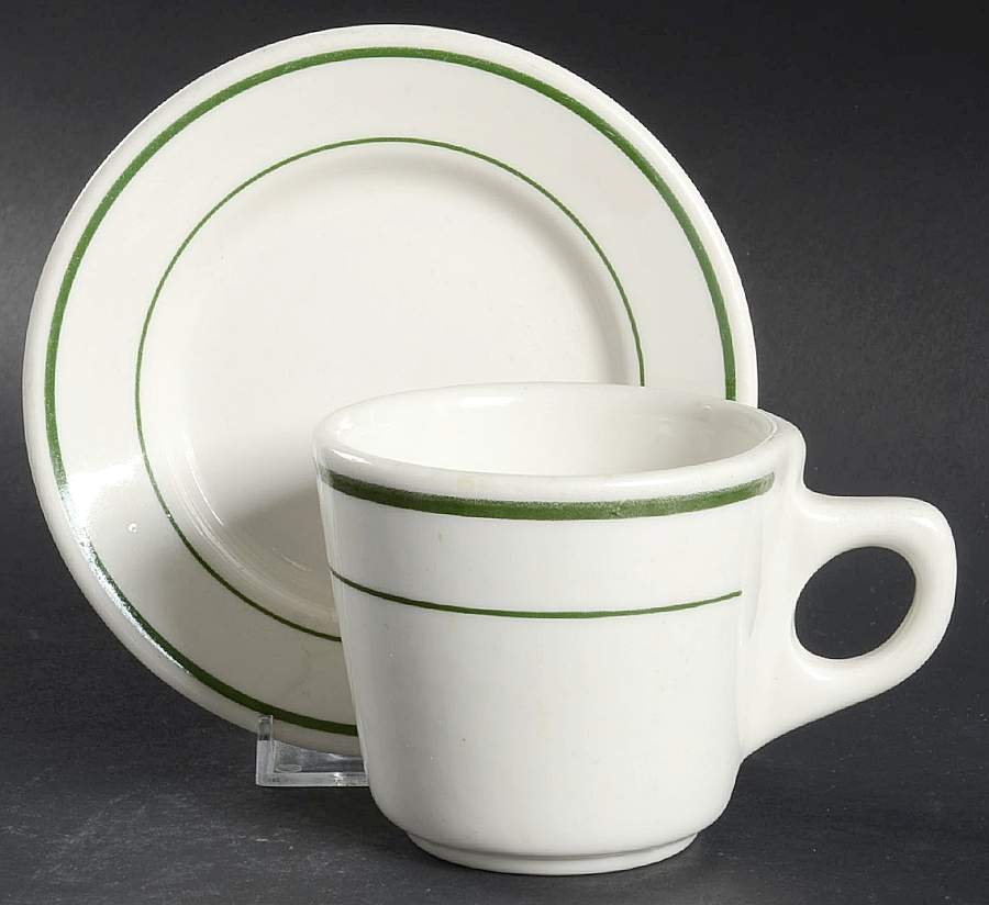 BUF4 Flat Cup & Saucer Set by Buffalo Pottery-1