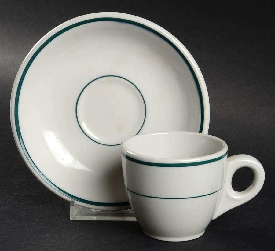 BUF4 Flat Demitasse Cup & Saucer Set by Buffalo Pottery-1