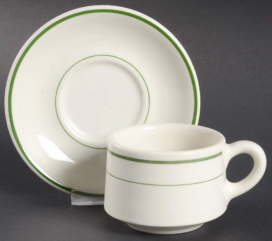BUF4 Flat Cup & Saucer Set by Buffalo Pottery-1
