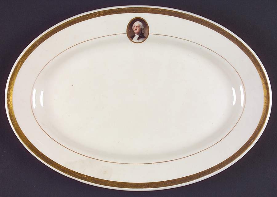 George Washington (Chesepeake & Ohio RR) 11" Oval Serving Platter by Buffalo Pottery-1
