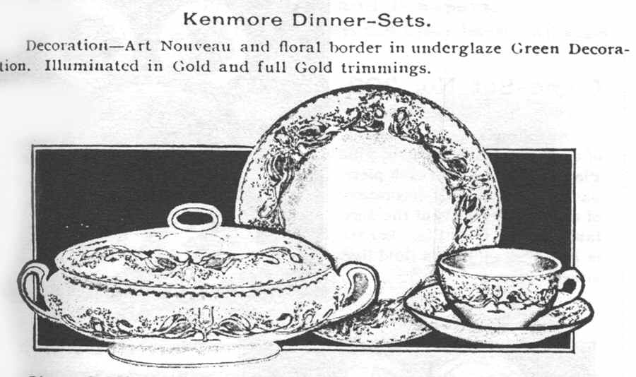 Kenmore (Gold Trim) Dinner Plate by Buffalo Pottery-1