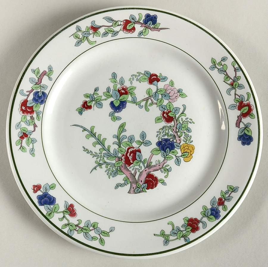 Mandalay (Green Rings) Luncheon Plate by Buffalo Pottery-1