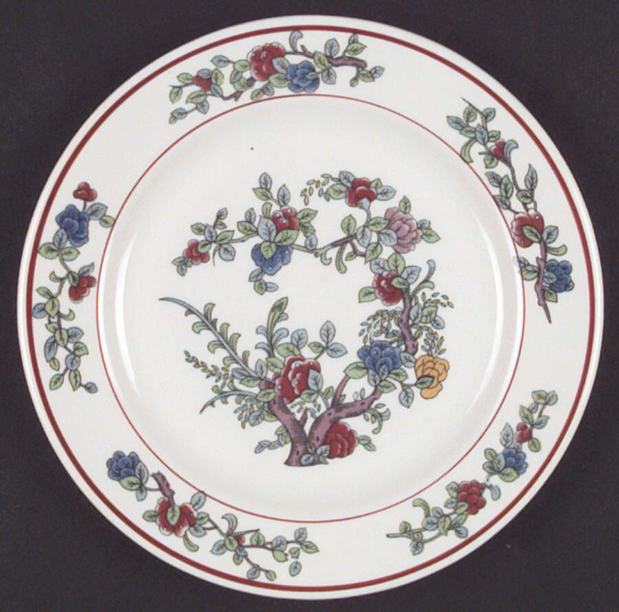Mandalay (Red Rings) Salad Plate by Buffalo Pottery-1