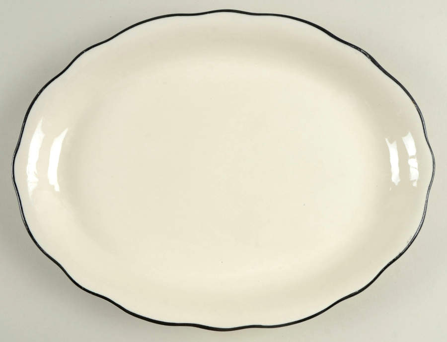 Manhattan Black 12" Oval Serving Platter by Buffalo Pottery-1