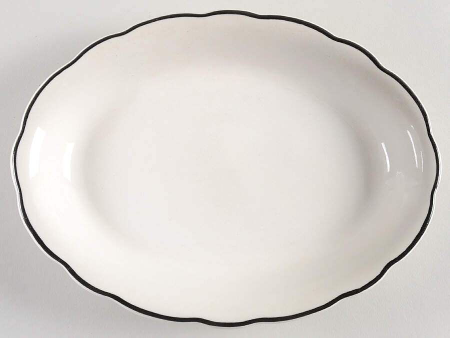 Manhattan Black 9" Oval Serving Platter by Buffalo Pottery-1