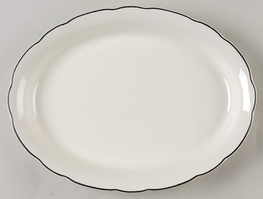 Manhattan Black 11" Oval Serving Platter by Buffalo Pottery-1
