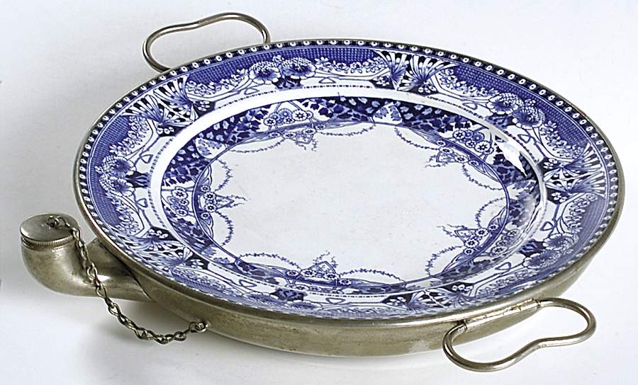 Vienna Blue Luncheon Plate with Attached Warmer by Buffalo Pottery-1