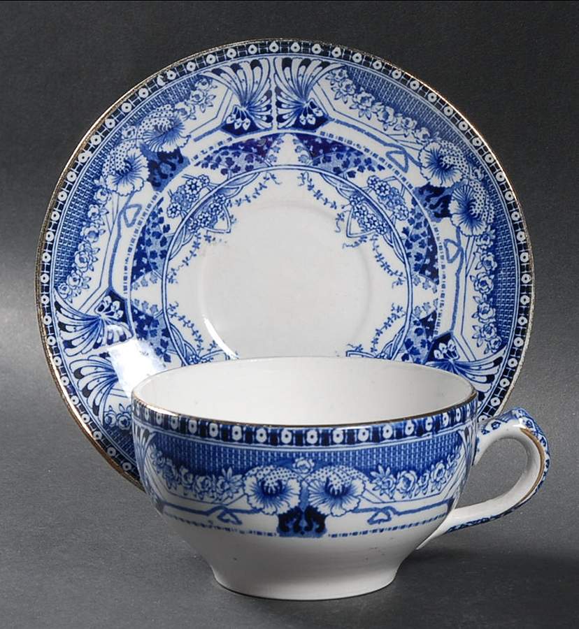 Vienna Blue Flat Cup & Saucer Set by Buffalo Pottery-1