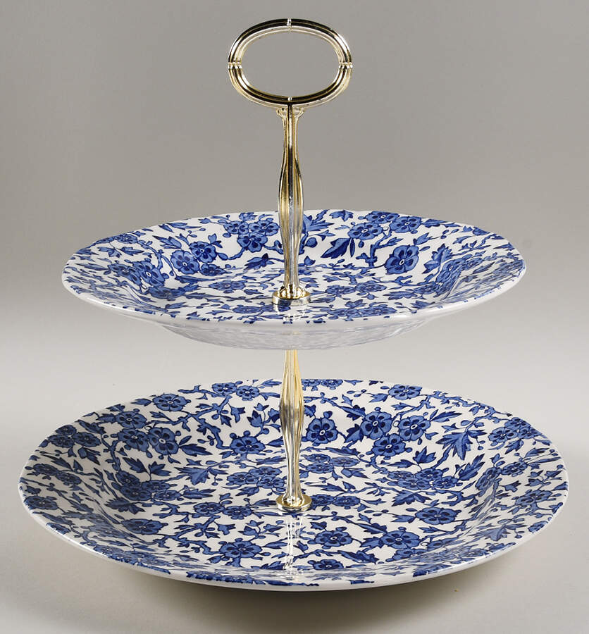 Arden Blue 6 5/8"-10"  2 Tiered Serving Tray (Dp, Sp) HC by Burgess & Leigh-1