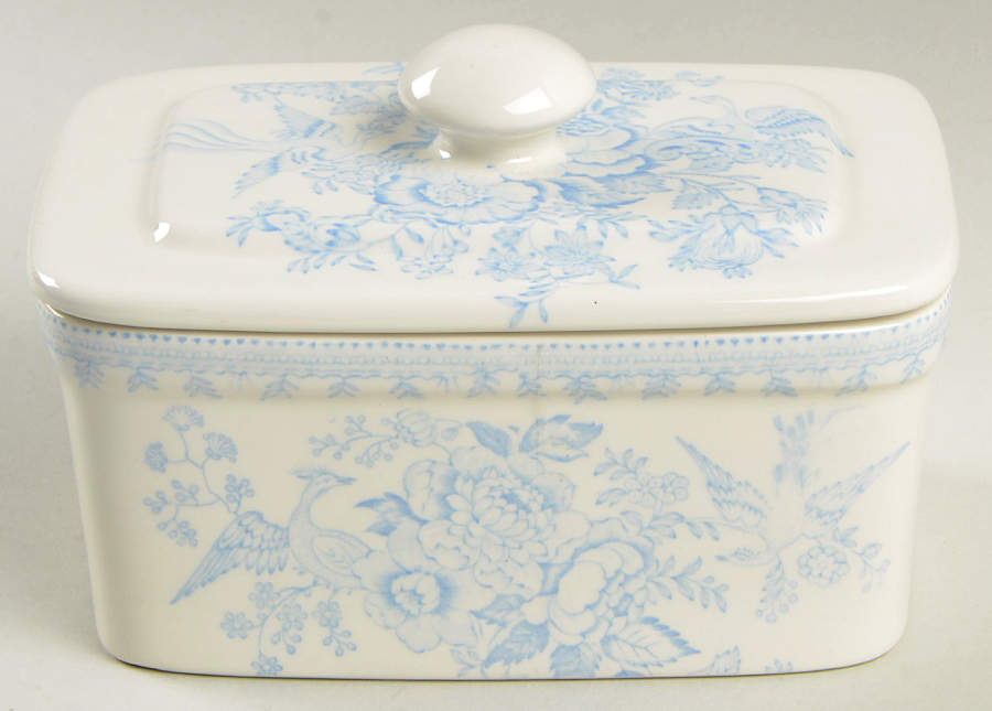 Asiatic Pheasants Blue Butter Box & Lid by Burgess & Leigh-1