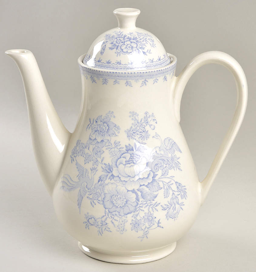 Asiatic Pheasants Blue Coffee Pot & Lid by Burgess & Leigh-1