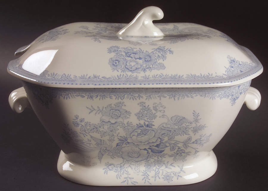 Asiatic Pheasants Blue Tureen &  Lid by Burgess & Leigh-1