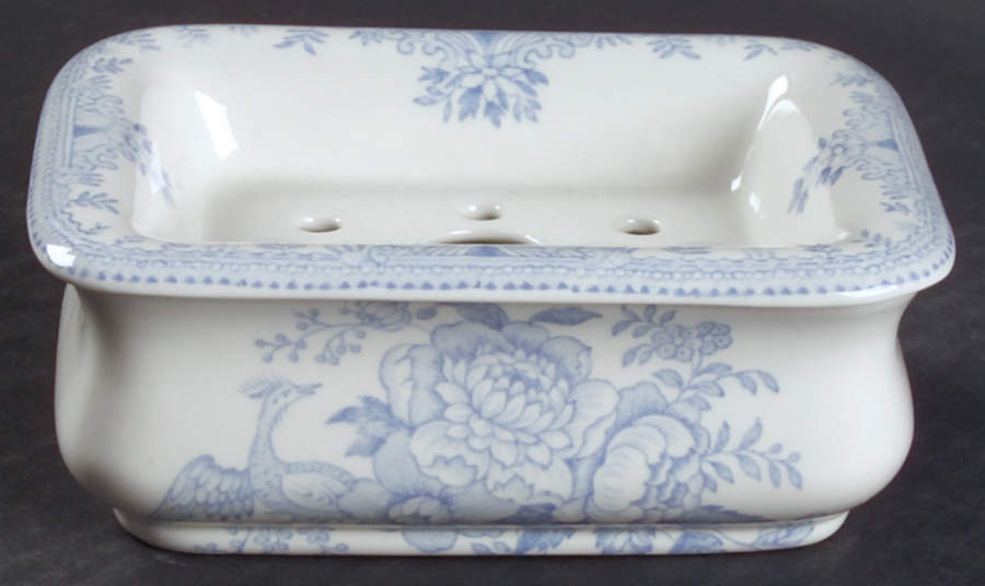 Asiatic Pheasants Blue 2-Piece Soap Dish (Bowl and Strainer) by Burgess & Leigh-1