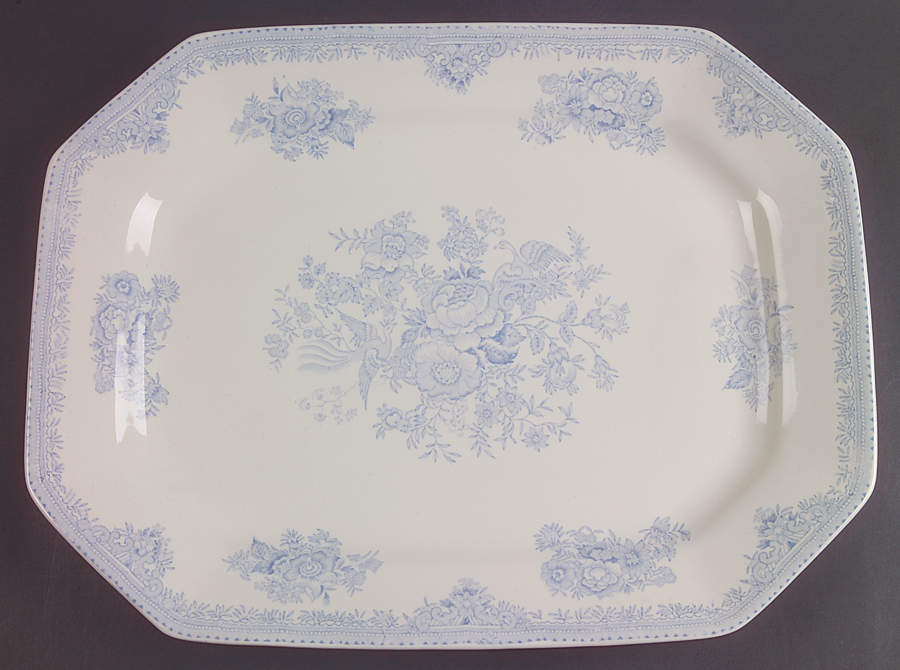 Asiatic Pheasants Blue 15" Oval Serving Platter by Burgess & Leigh-1