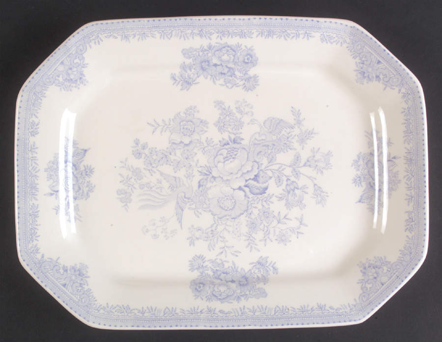 Asiatic Pheasants Blue 13" Oval Serving Platter by Burgess & Leigh-1