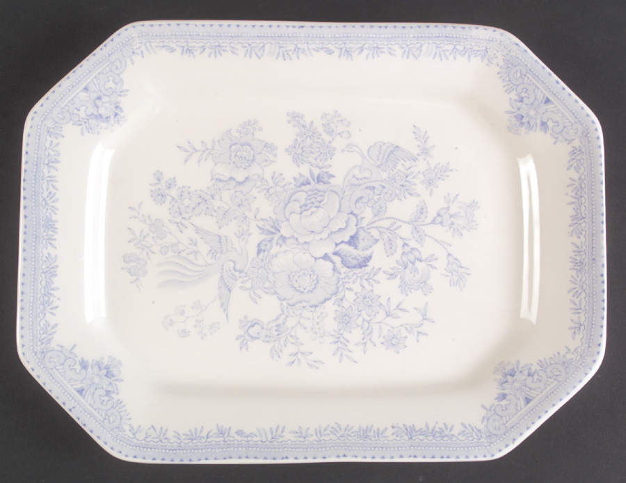 Asiatic Pheasants Blue 11" Oval Serving Platter by Burgess & Leigh-1