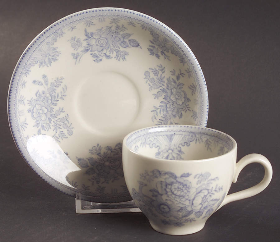 Asiatic Pheasants Blue Flat Demitasse Cup & Saucer Set by Burgess & Leigh-1