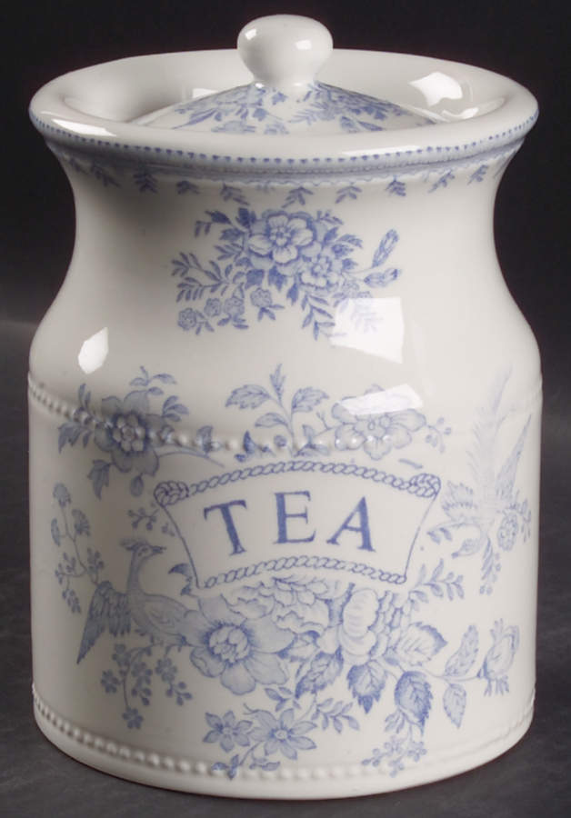 Asiatic Pheasants Blue Tea Canister & Lid by Burgess & Leigh-1