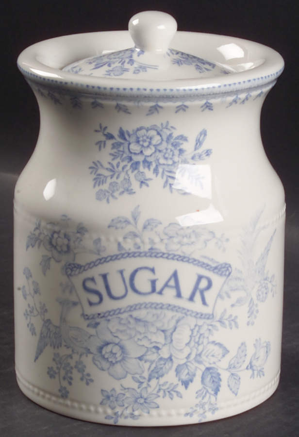 Asiatic Pheasants Blue Sugar Canister & Lid by Burgess & Leigh-1