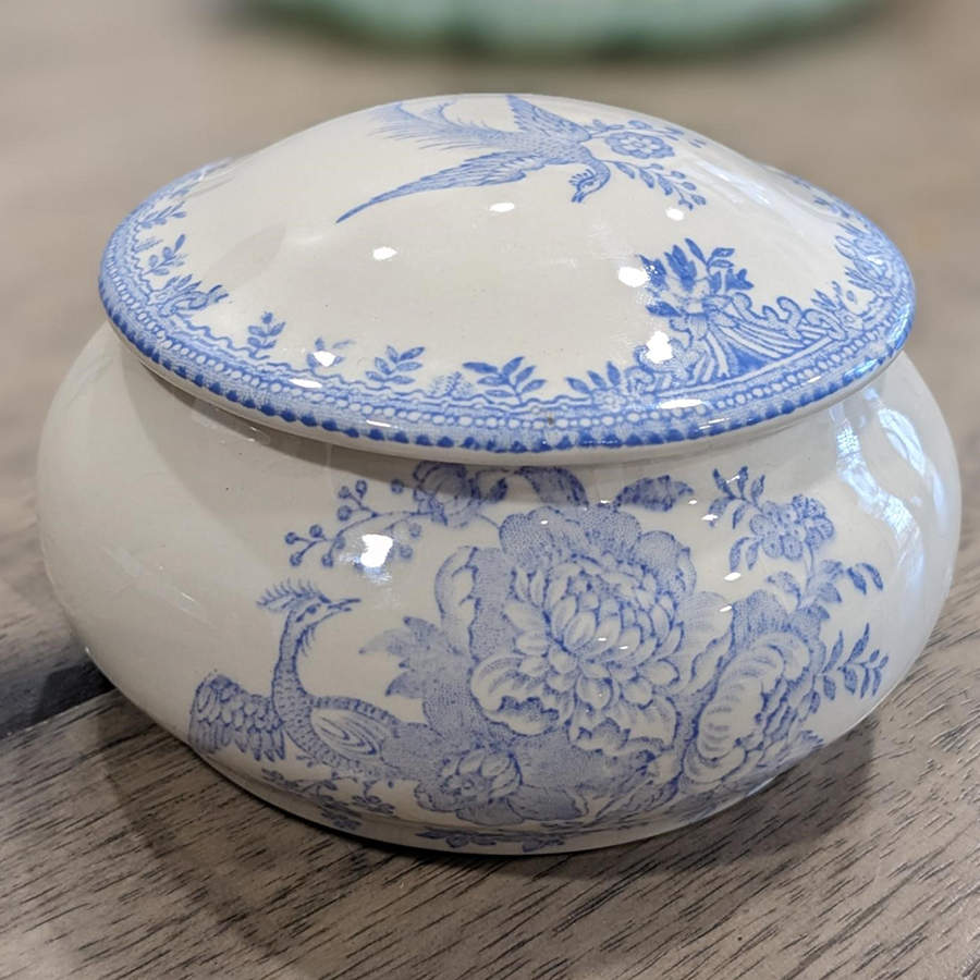 Asiatic Pheasants Blue 4" Round Box & Lid by Burgess & Leigh-1