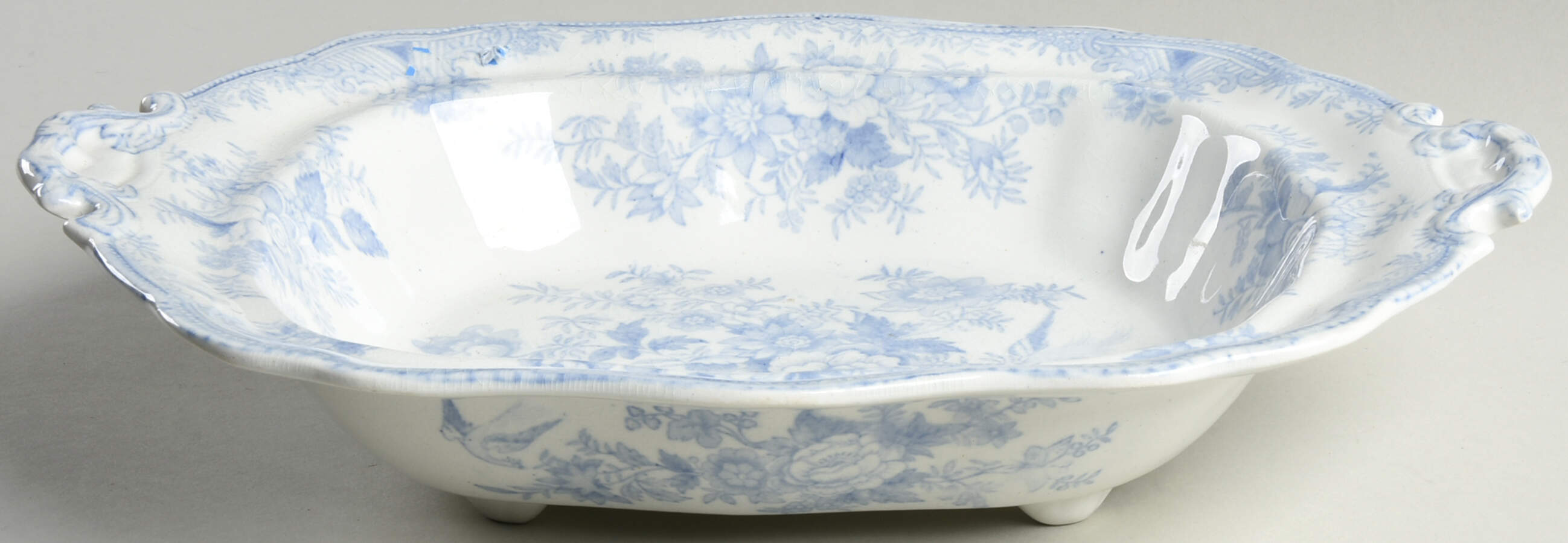 Asiatic Pheasants Blue Oval Vegetable No Lid by Burgess & Leigh-1