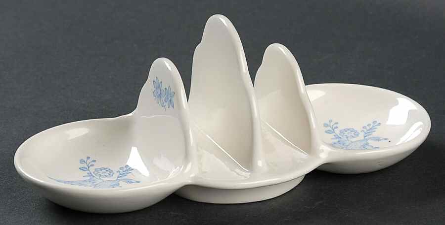 Asiatic Pheasants Blue 2 Slice Toast Server W/2 Jam Sections by Burgess & Leigh-1