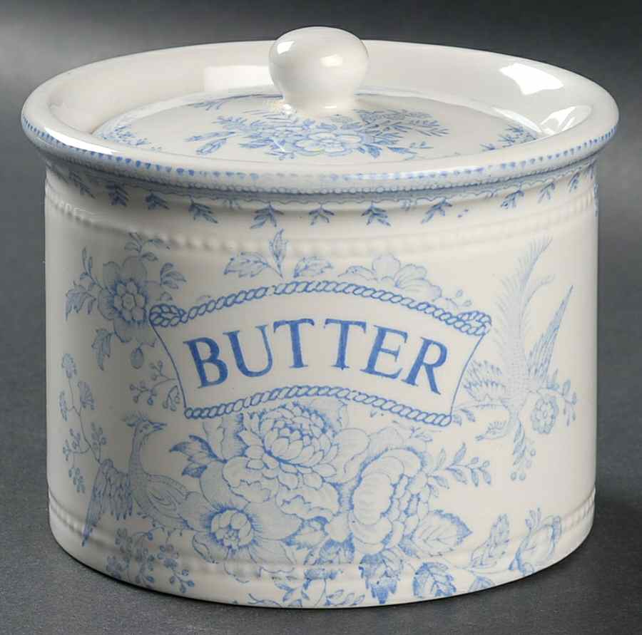 Asiatic Pheasants Blue Butter Box & Lid by Burgess & Leigh-1