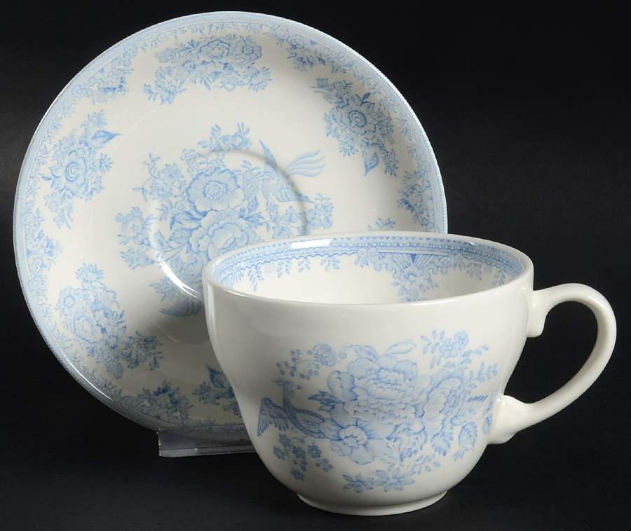Asiatic Pheasants Blue Breakfast Cup & Saucer Set by Burgess & Leigh-1