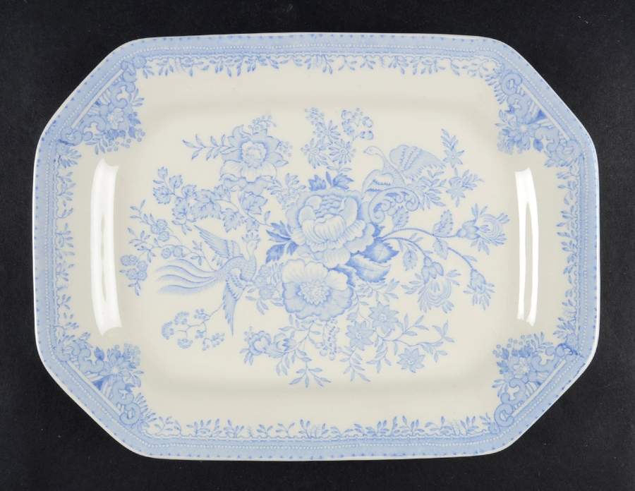 Asiatic Pheasants Blue 10" Oval Serving Platter by Burgess & Leigh-1