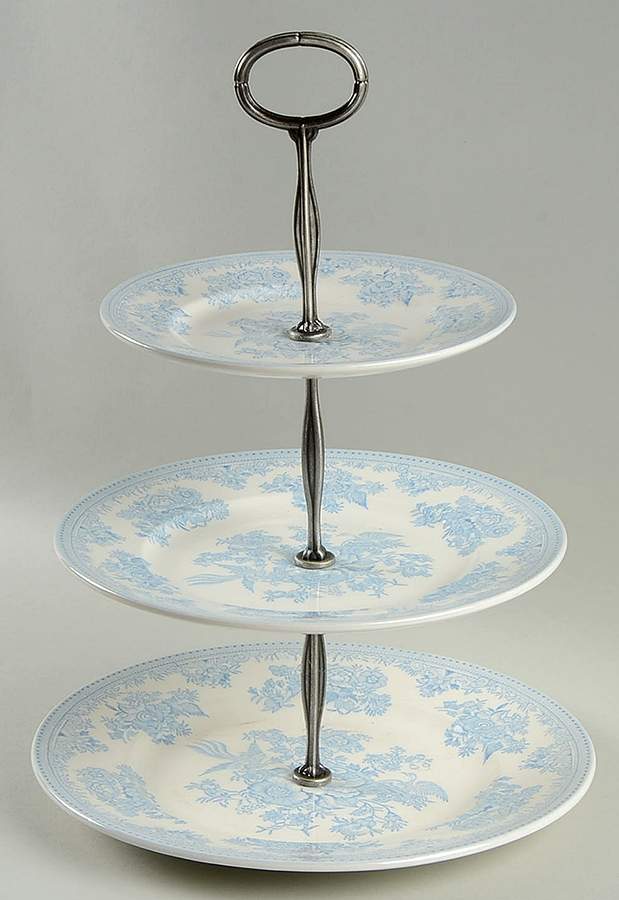 Asiatic Pheasants Blue 3-Tiered Serving Tray (DP, SP, BB) by Burgess & Leigh-1
