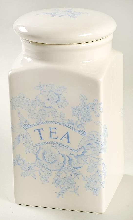 Asiatic Pheasants Blue Square Tea Canister & Lid by Burgess & Leigh-1
