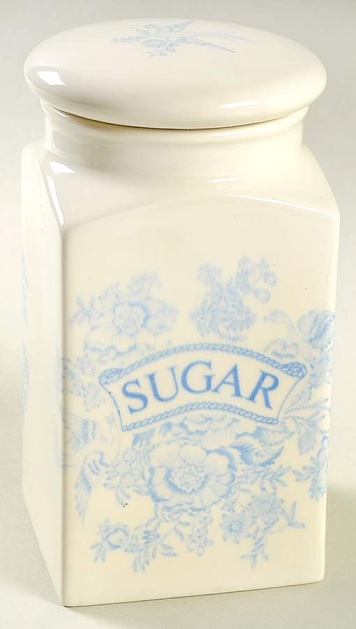 Asiatic Pheasants Blue Square Sugar Canister & Lid by Burgess & Leigh-1