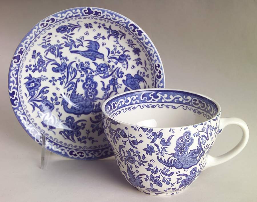 Blue Bird-Regal Peacock Breakfast Cup & Saucer Set by Burgess & Leigh-1