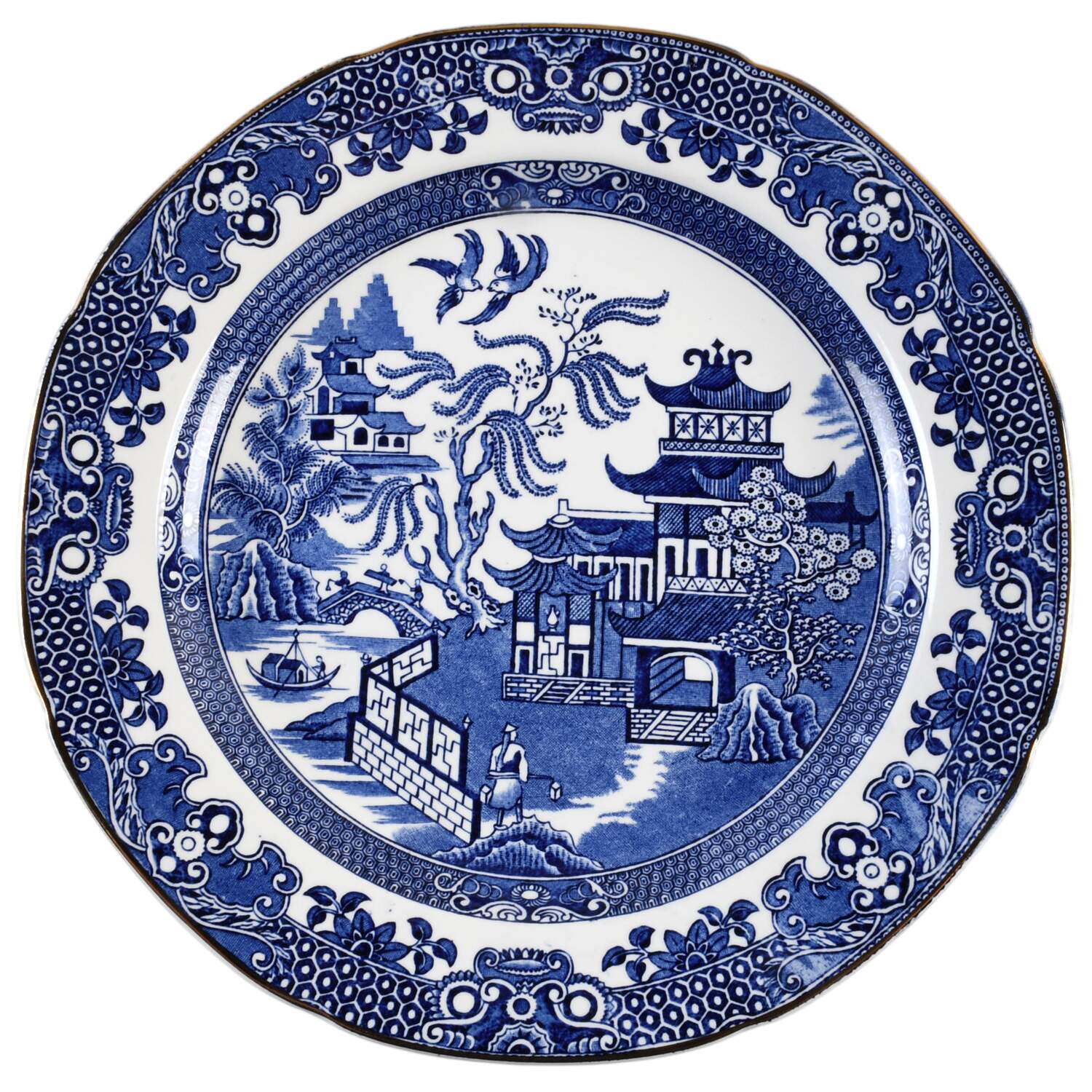 Blue Willow (Gold Trim) Dinner Plate by Burgess & Leigh-1