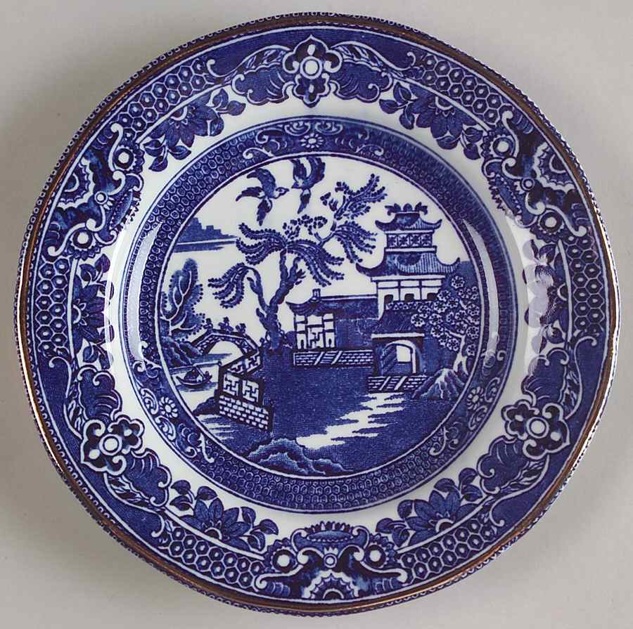 Blue Willow (Gold Trim) Bread & Butter Plate by Burgess & Leigh-1