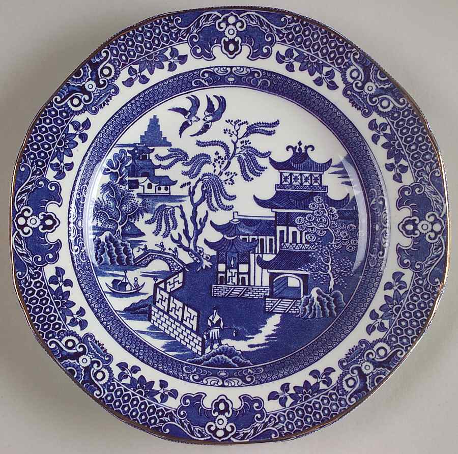 Blue Willow (Gold Trim) Dessert/Pie Plate by Burgess & Leigh-1