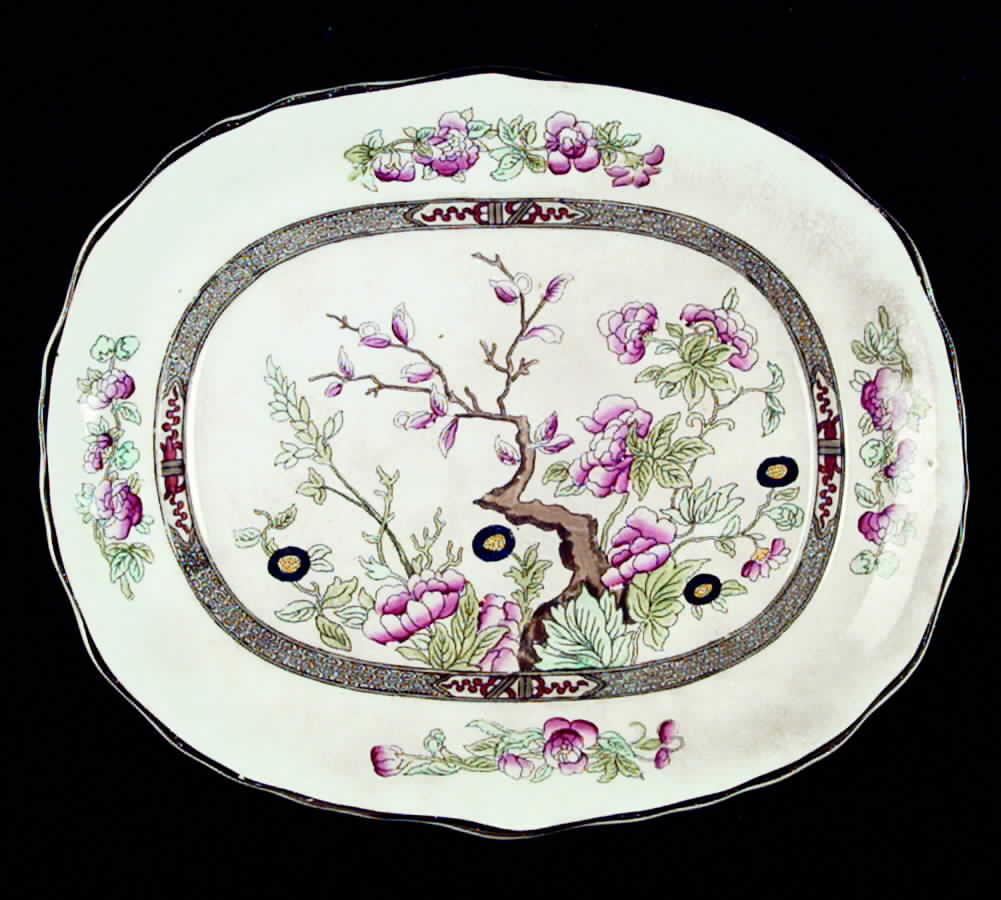 Indian Tree (Scalloped) 14" Oval Serving Platter by Burgess & Leigh-1
