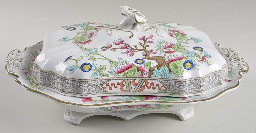 Indian Tree (Scalloped) Rectangular Covered Vegetable by Burgess & Leigh-1