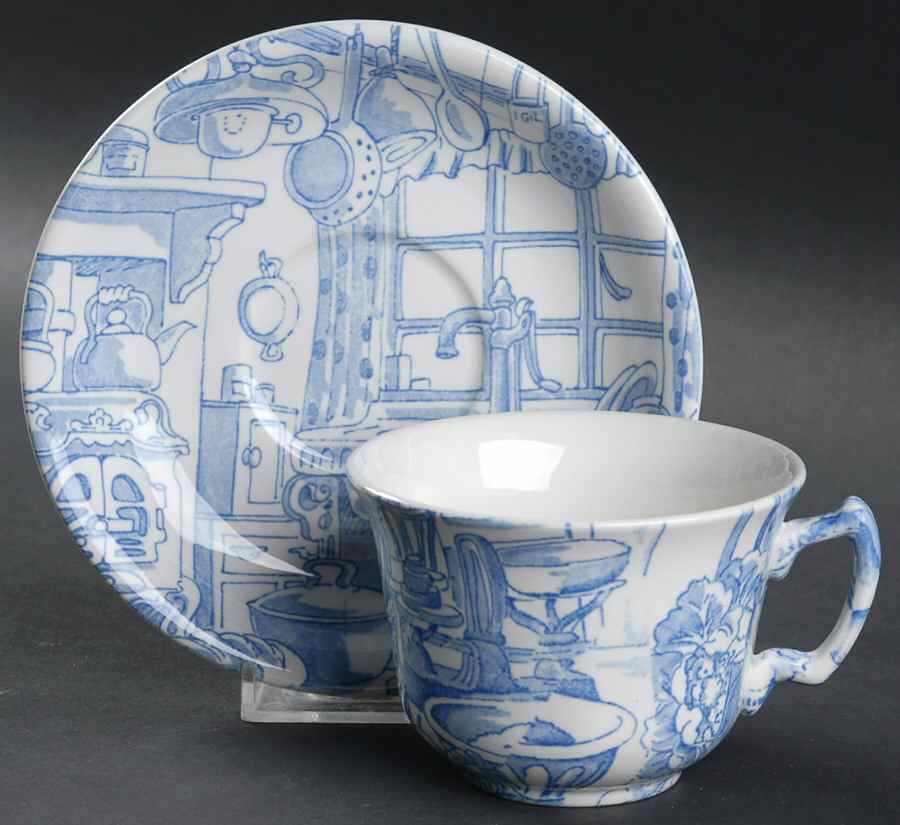 Mathilda's Kitchen Flat Cup & Saucer Set by Burgess & Leigh-1