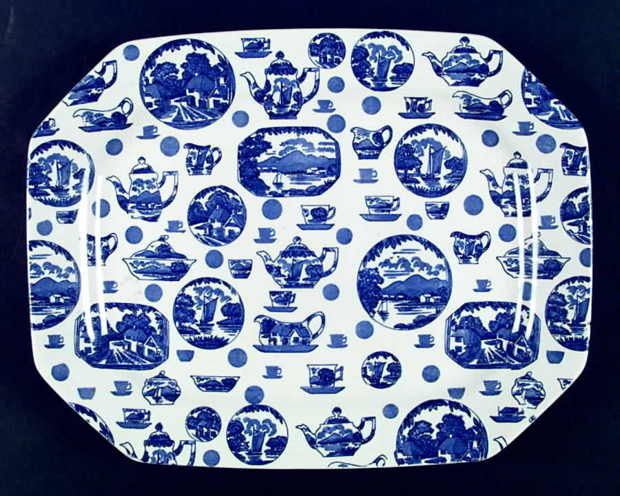 Pictorial Britain 15" Oval Serving Platter by Burgess & Leigh-1