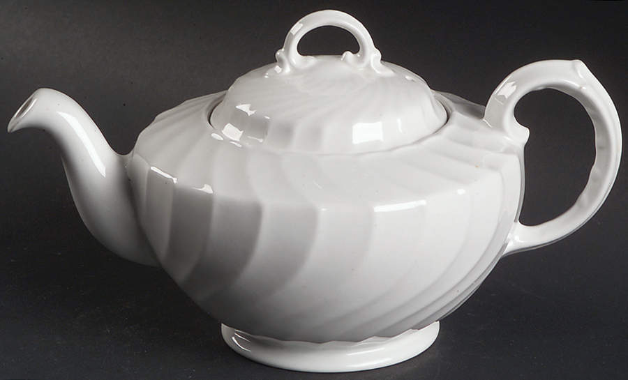 Queen's White Mini Teapot & Lid by Burgess & Leigh-1