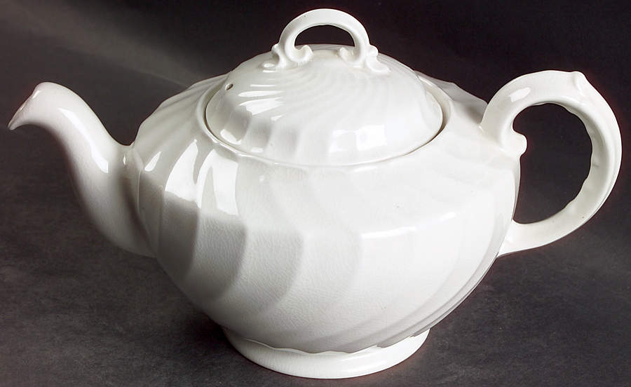 Queen's White Teapot & Lid by Burgess & Leigh-1